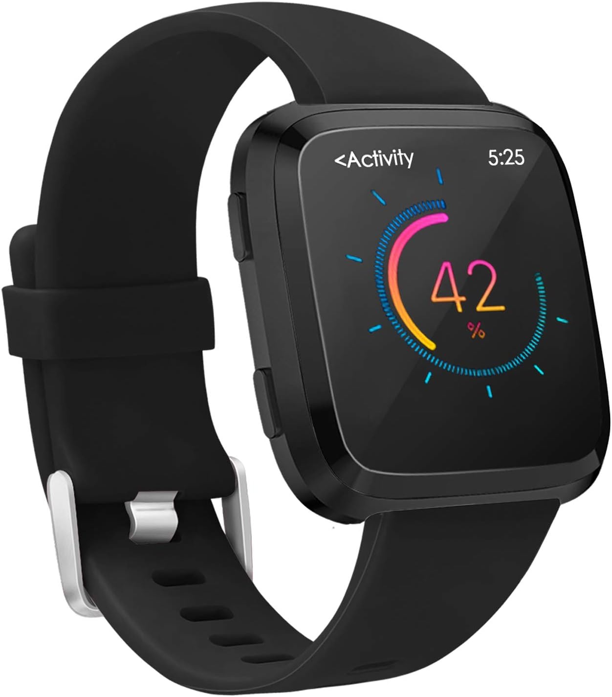 WASPO Compatible for Fitbit Versa Strap, Soft TPU Replacement Sport Wristband Watchband Women Men(Black,Small)