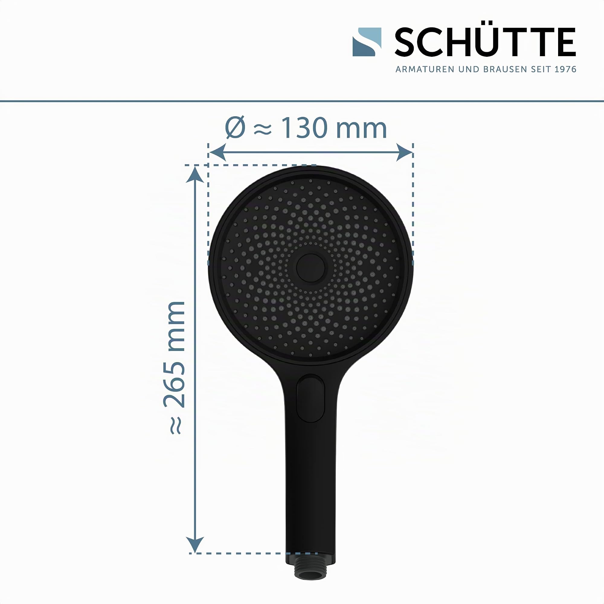 SCHÜTTE Doccetta SAMOA RAIN | Tecnologia a getto di velluto | Soffione doccia con oltre 300 ugelli | 3 tipi di getto regolabili | Soffione doccia anticalcare per la doccia | Nero