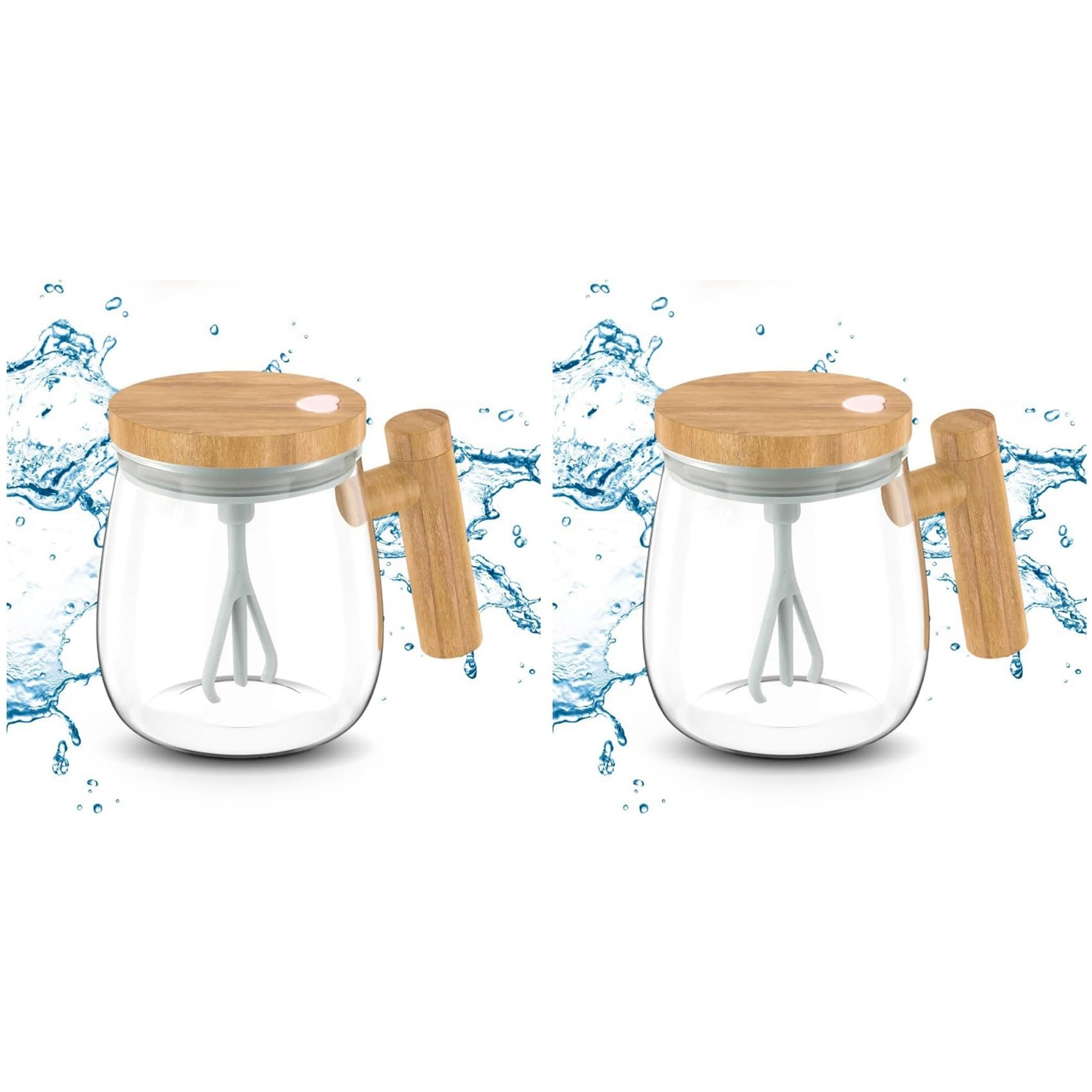 Hndhbfgrt 2X Upgrade Electric High Speed Mixing Cup, 13.5oz/400ML Self Stirring Coffee Mug Waterproof Glass Cup, Battery Powered