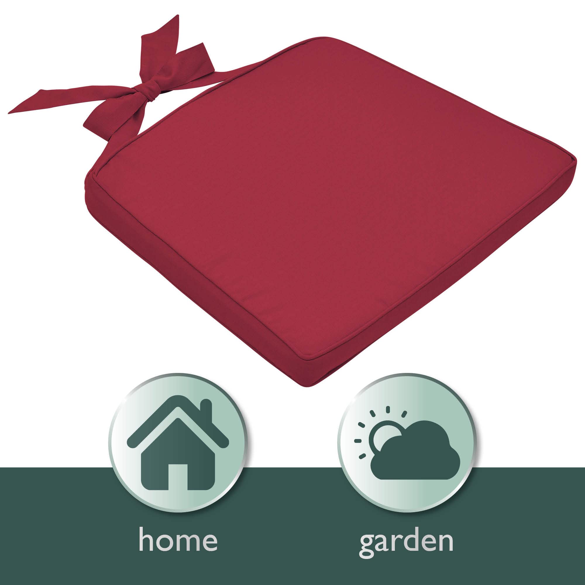Beautissu 4er Set Stuhlkissen Outdoor Sitzkissen für Rattanstühle Garten | 40x45cm Rot trapezförmig Gartenstuhlkissen Sitzpolster Stuhlauflage gartenkissen Pia