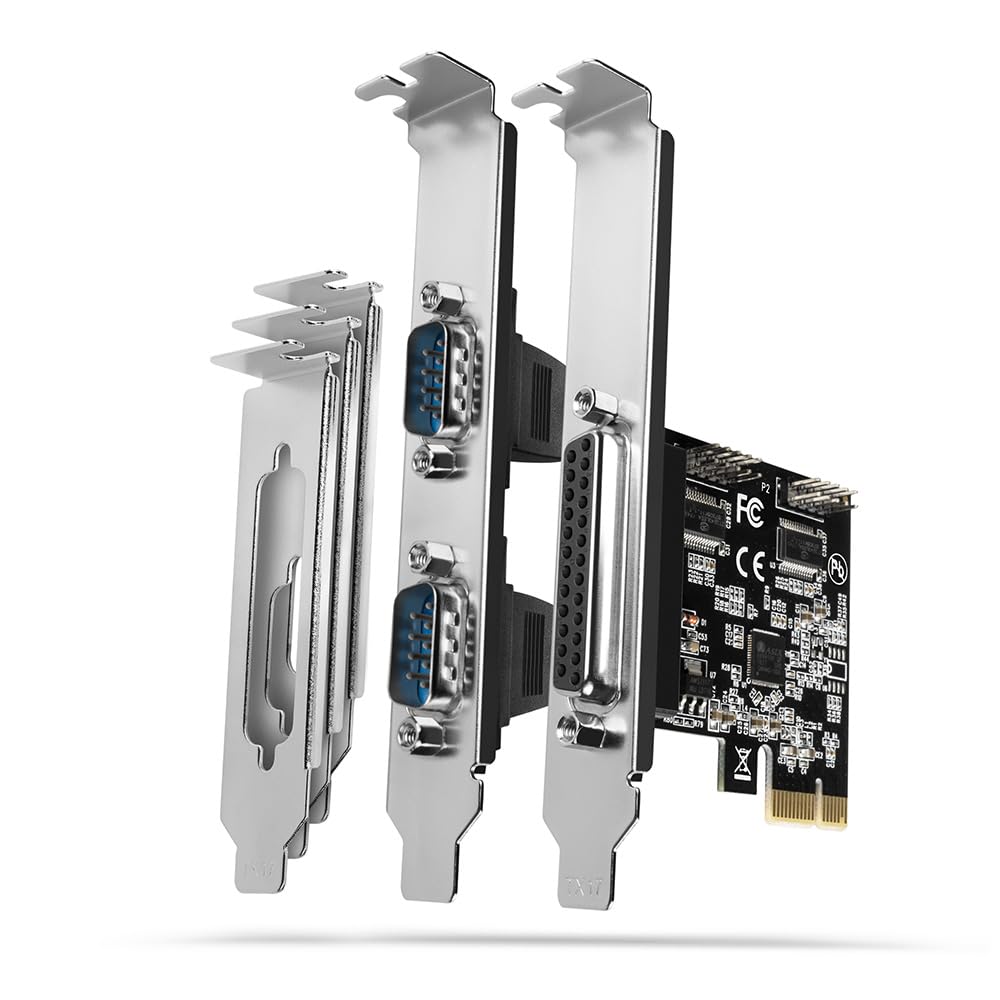 compatible PCEA-PSN PCIe-Adapter mit 1x Parallel- + 2x Seriell-Ports - ASIX AX99100 Chipsatz