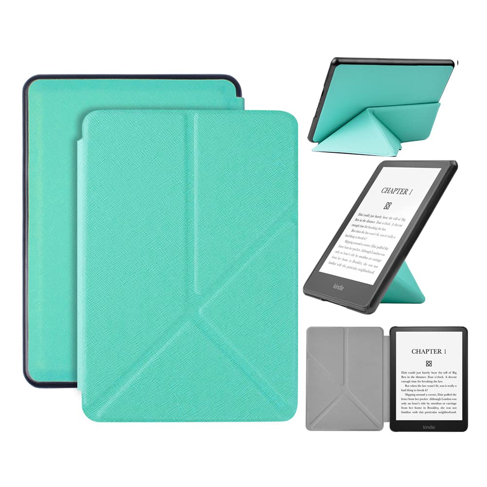 Kindle Paperwhite Case - All New PU Leather Smart Cover with Auto Sleep Wake Feature for Kindle Paperwhite 11th Generation 6.8" and Signature Edition 2021 Released (Mint Green folding)