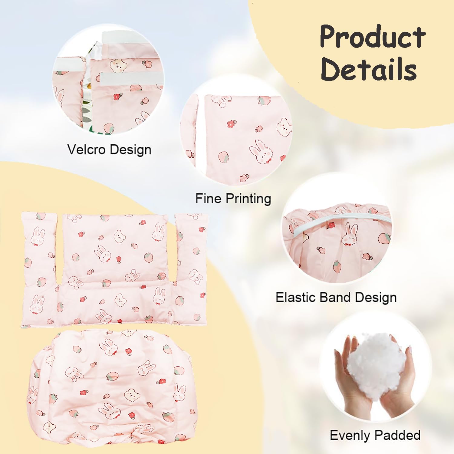 High Chair Cushion Soft and Comfortable High Chair Cushion Wooden Highchair Protection Pad With Cute Graphics - Image 4