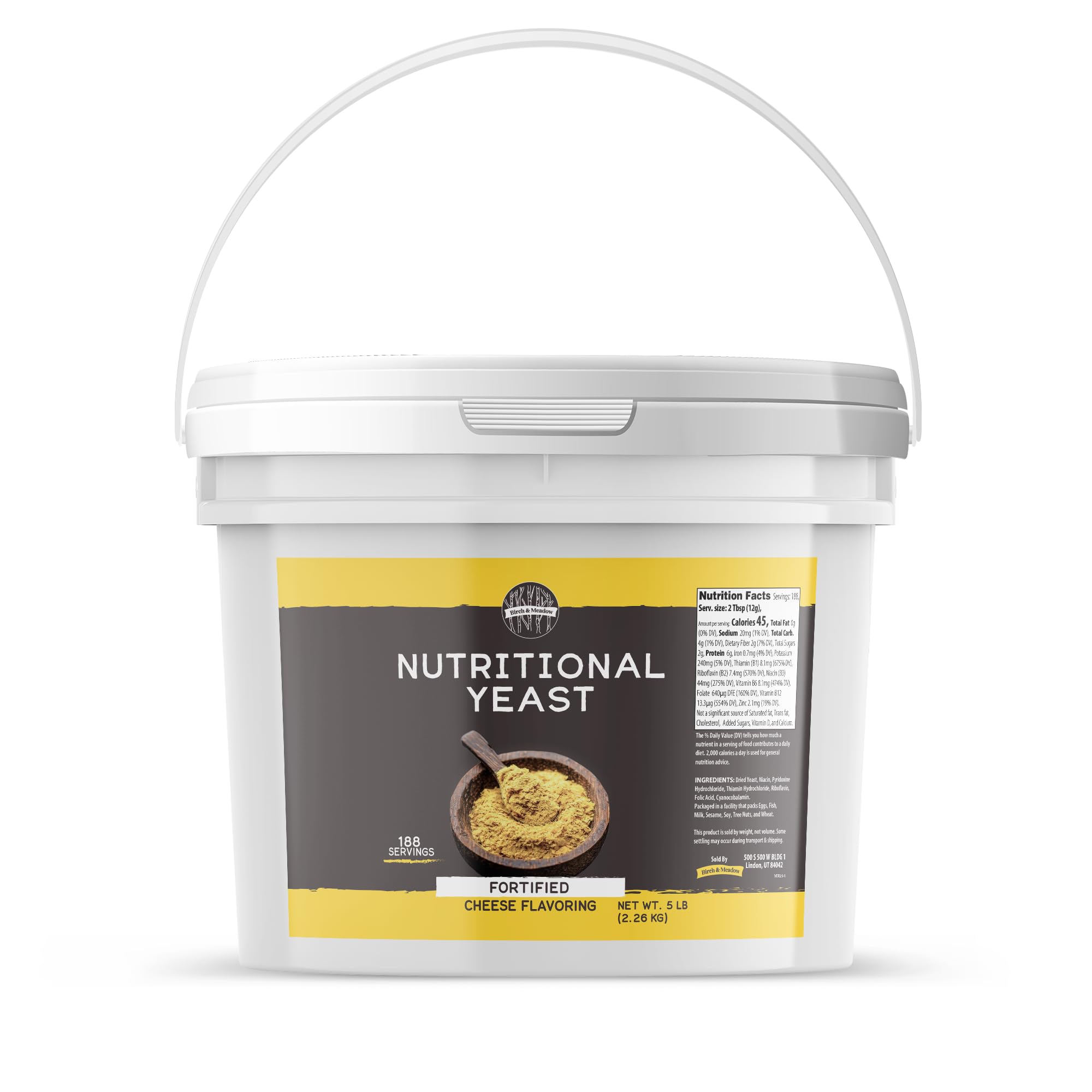 Birch & Meadow 2 Gallon Bucket of Nutritional Yeast Flakes, Popcorn, Yummy Nooch