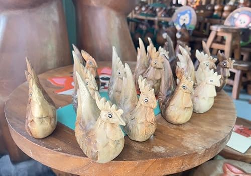 Miniatura 6 de Estatua de gallo de madera tallada a mano de buena suerte, escultura, arte decorativo, rústico, decoración para el hogar, decoración hecha a mano,