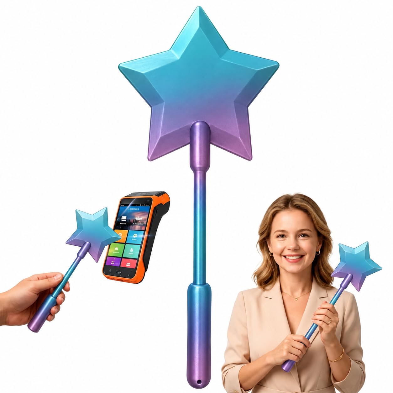 nezafly Credit Card Wand 3D Printed Magic Fairy Wand Card Holder Star Tap To Pay Payment Fun Contactless Prop for Adults Cosplay Magicians Performers Raves Parties Pranks Shopping — image 1