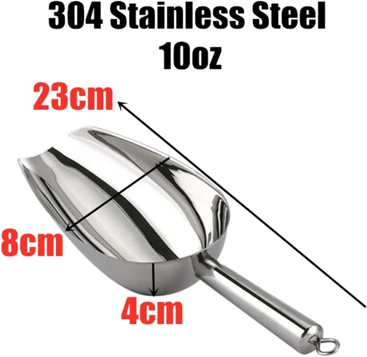 Heavy Duty Stainless Steel Ice and Sugar Scoop - for Ice, Tea, Coffee and Food, Bar Tools - Commercial Kitchen Utensils with Ergonomic Handles(10oz)