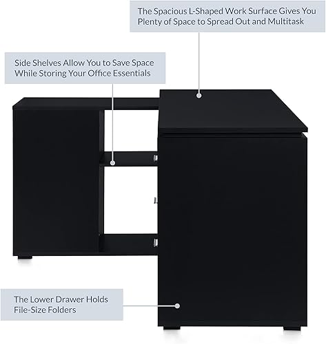 Miniatura 6 de BELLEZE Escritorio para computadora en forma de L, mesa de estudio de 60 pulgadas, escritorio de oficina en casa, estación de trabajo de esquina con