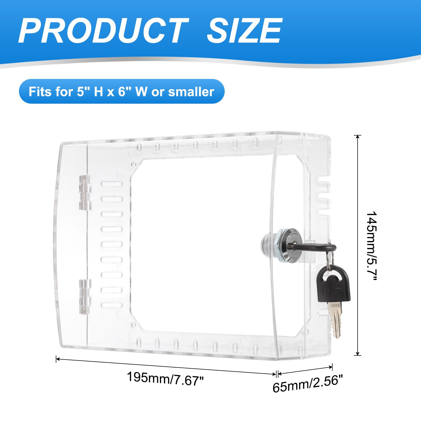 PATIKIL Thermostat Lock Box with Key, Universal Clear Thermostat Cover Guard with Lock Fits Thermostats 5" H x 6" W or Smaller - Image 2