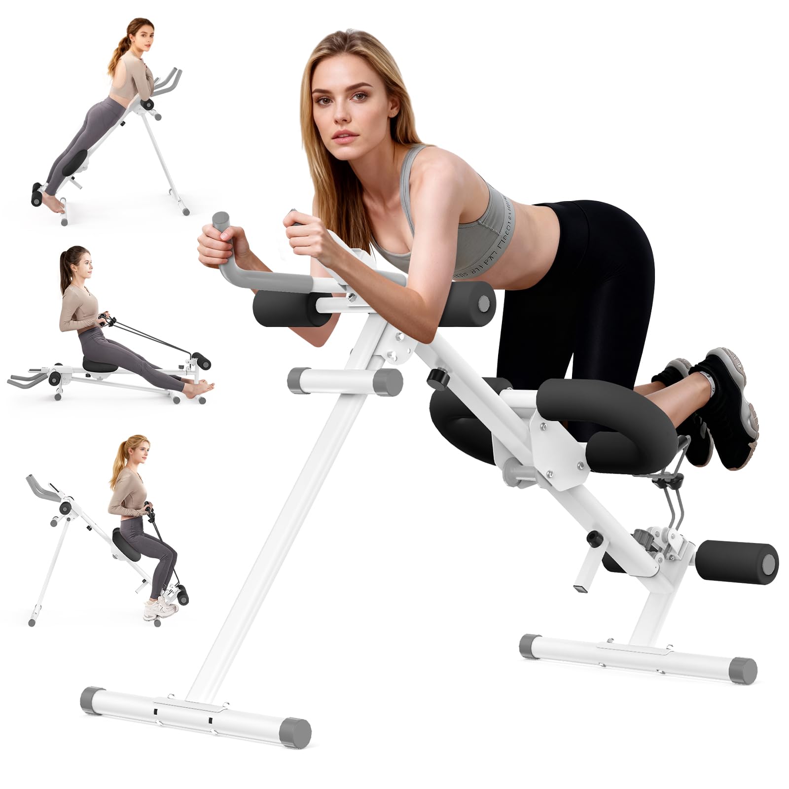 Photo 1 of ***MISSING MULTIPLE PIECES***
Foldable Ab Machine, 5-in-1 Adjustable Ab Trainer for Home Gym, Full-Body Core Workout Equipment with 10 Length Levels, LED Display & Silent Rollers, Sit-Up & Rowing Machine, Black