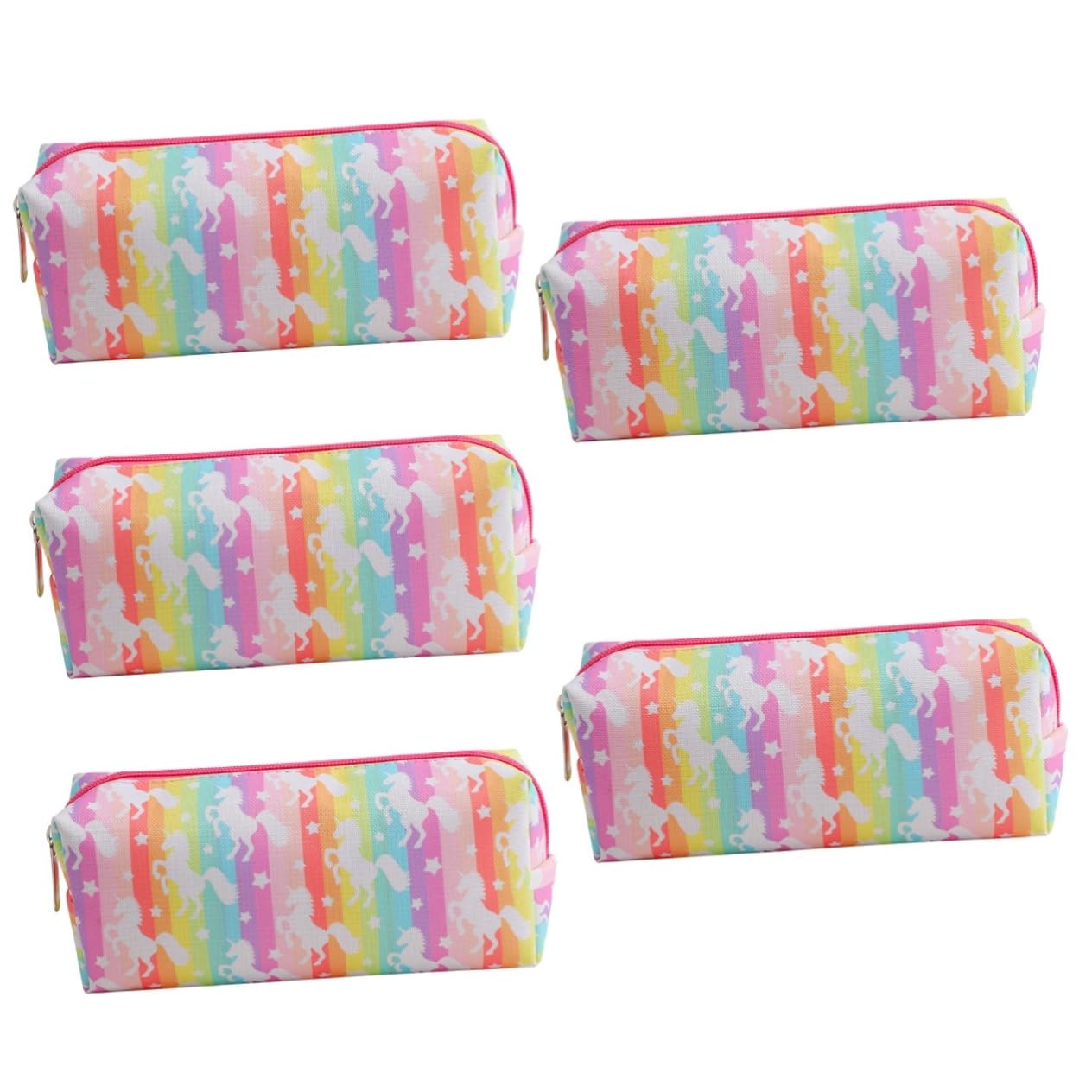 SHINEOFI 5piezas Estuche para Lápices De Dibujos Animados Gran Capacidad Bolso para Bolígrafos Portátil y Organizador De Útiles Escolares Diseño De Unicornio y Colores para Estudiantes