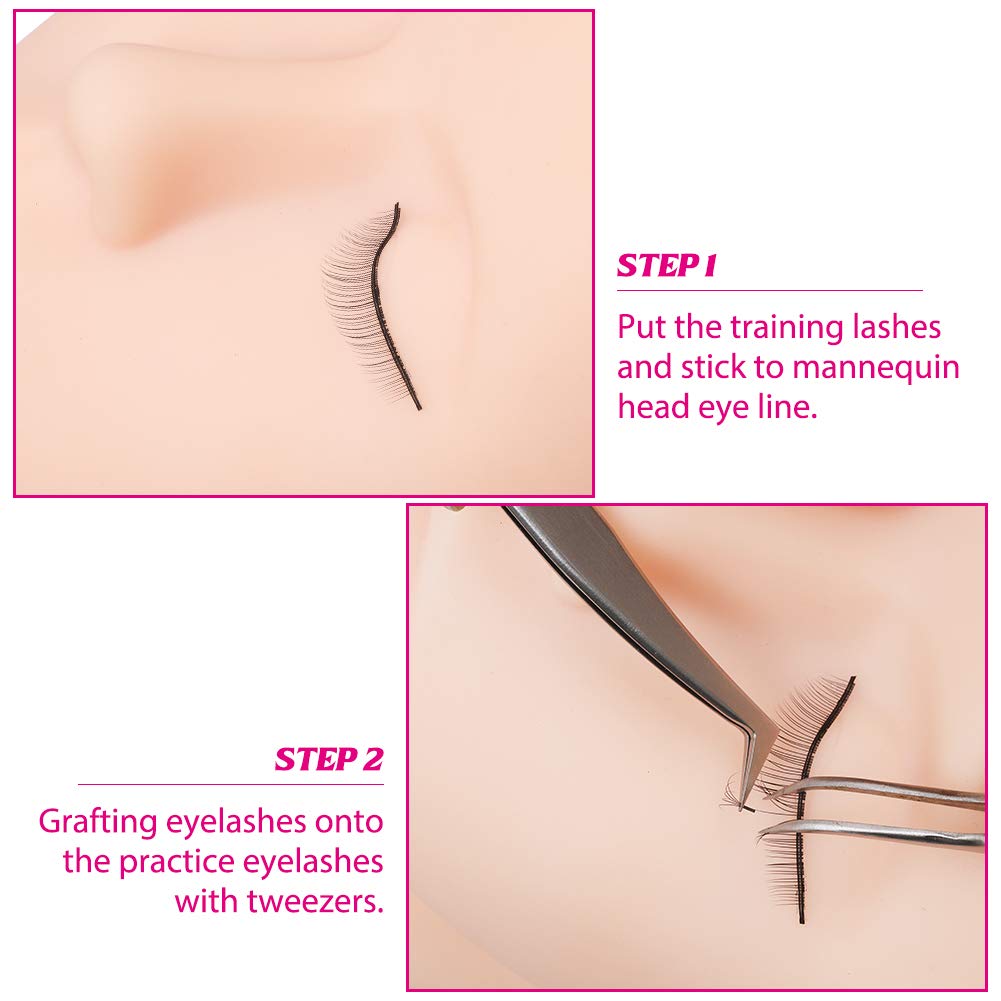 25 paia Pratica Ciglia per le Estensioni Delle Ciglia da Allenamento Ciglia per la Pratica con 7 paia Patch per Occhi Eyelashes for Practice