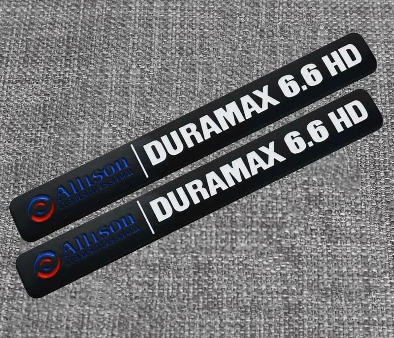 Image of 2Pcs Allison Transmission 6.6Hd 6.6 Hd Emblems 3D Badge Decal Compatible with Dura-max 2500Hd 3500Hd Silverado Sierra Truck (Black White)