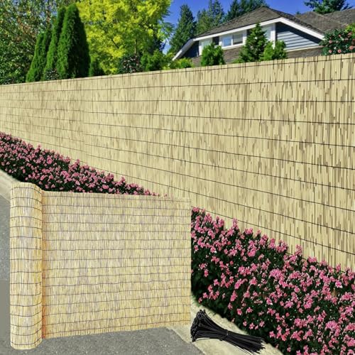 Valla de Cañizo Natural para Exterior – Rollo de Bambú y Caña, Cerca Decorativa y Protector Visual de Privacidad para Balcón, Jardín, Patio – Ocultación de Ambientes Pantalla(Natural,H1.3 x L5m)
