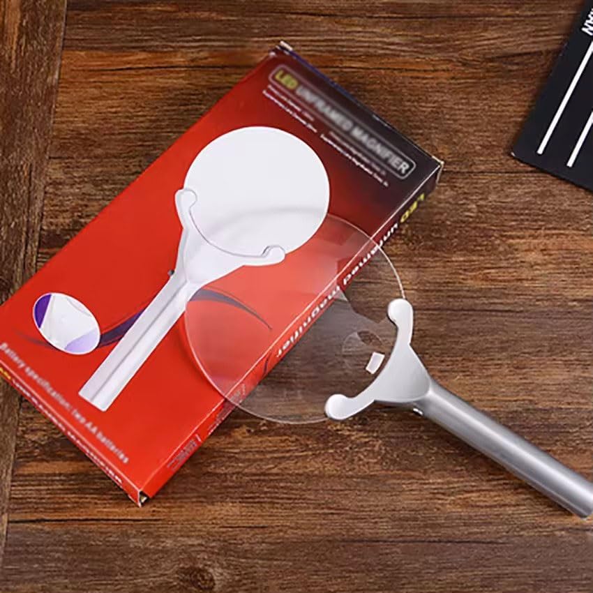 2 LED Luce Rimless Handheld Magnifier Lettura Ingrandimento Dia 2X 6X Lente di ingrandimento Strumenti