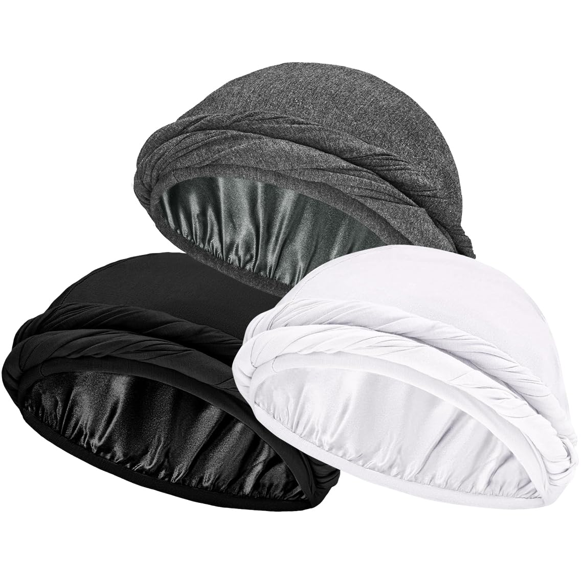 Ababalaya Upgraded Satin Lined Halo Turban Durag for Men Women Sleeping Bonnet PRE-Tied Headwraps for Hair Loss