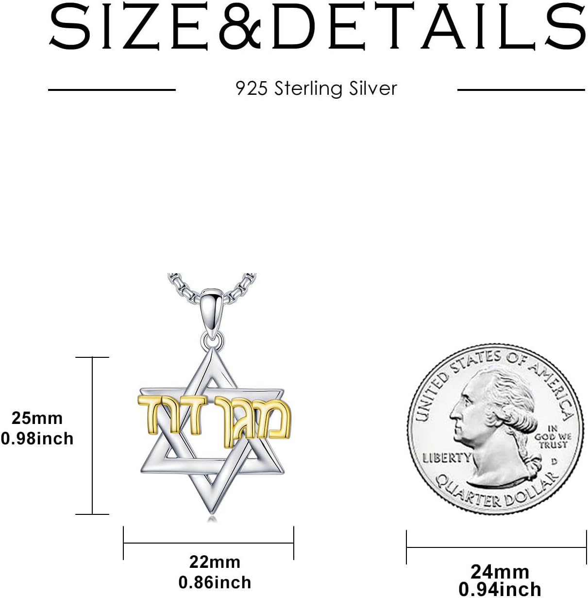Star of David Necklace 925 Sterling Silver Hebrew Jewish Star Necklace Jewish Jewelry for Men Women - Image 6