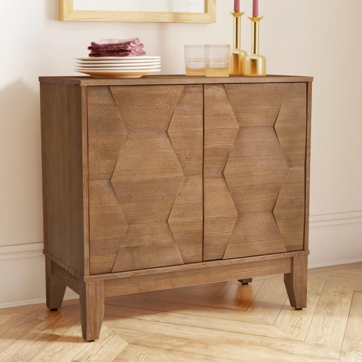 Contemporary 2-Door Storage Cabinet with Adjustable Shelves Modern Cupboard (Seadrift)-image-38