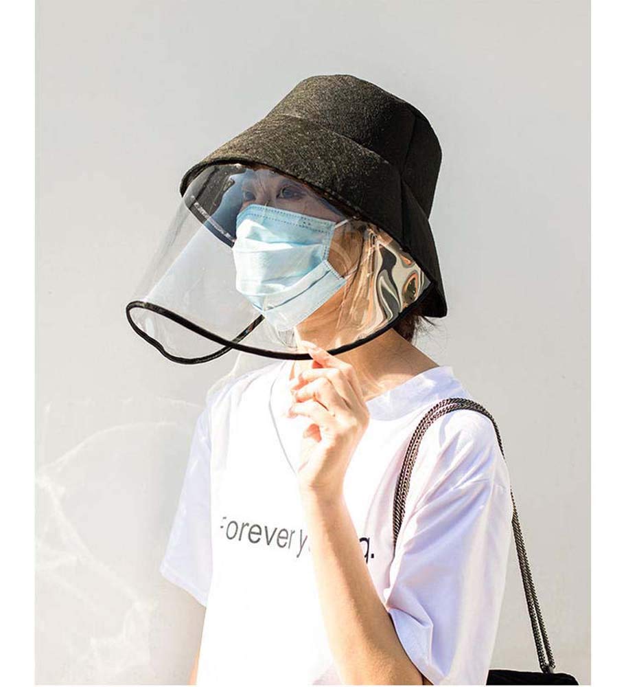 EEKUYAnti-Saliva Protective Cap, Anti-Bacterial Isolation Fisherman Hat with Transparent Splash Face Guard Cover Outdoor Hiking Hat