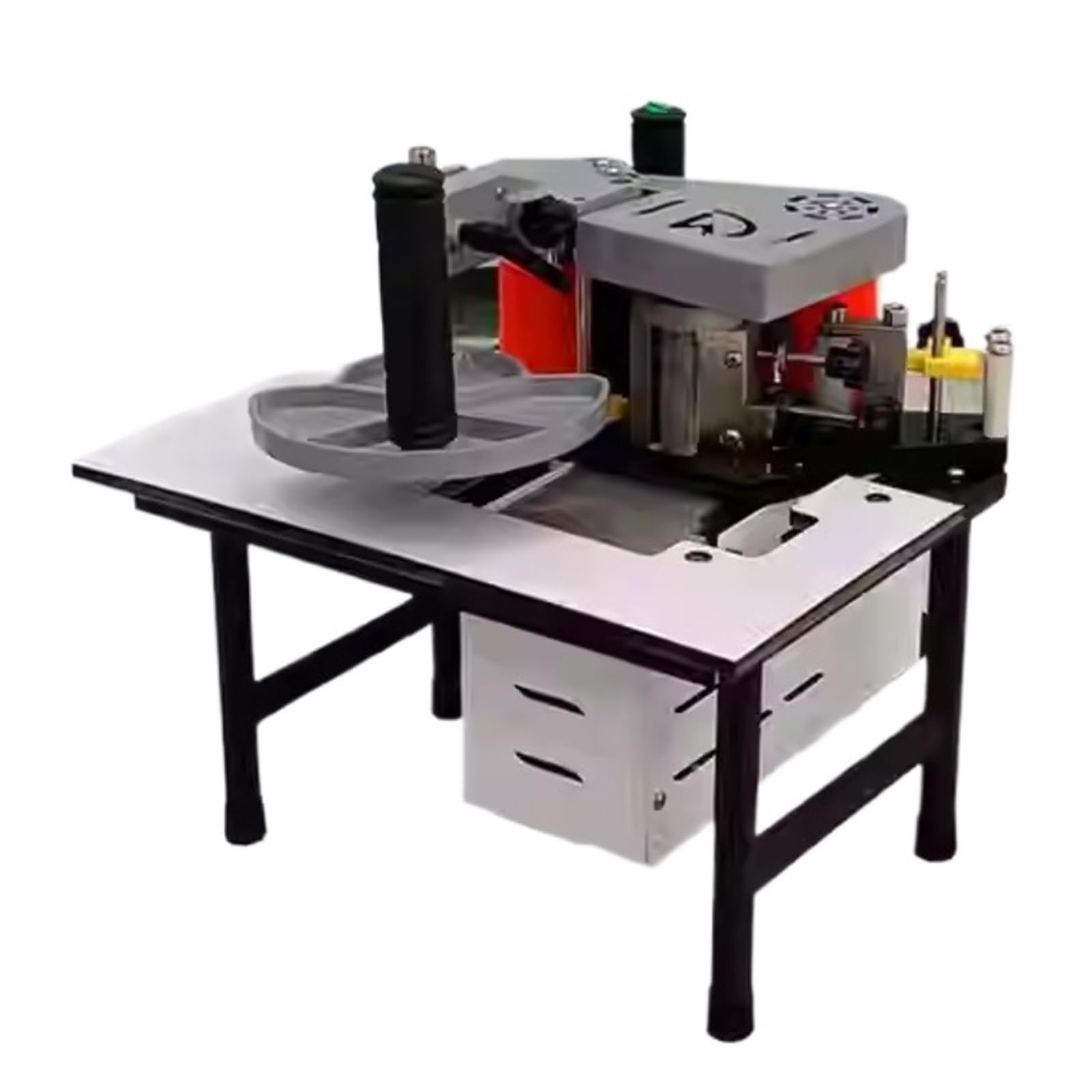 Manual Edge Banding Machine Double Side Gluing Portable Bander Woodworking Equipments 1200W Automatic Belt Breakage Speed and Efficiency Improvement(Manual Belt Break B)