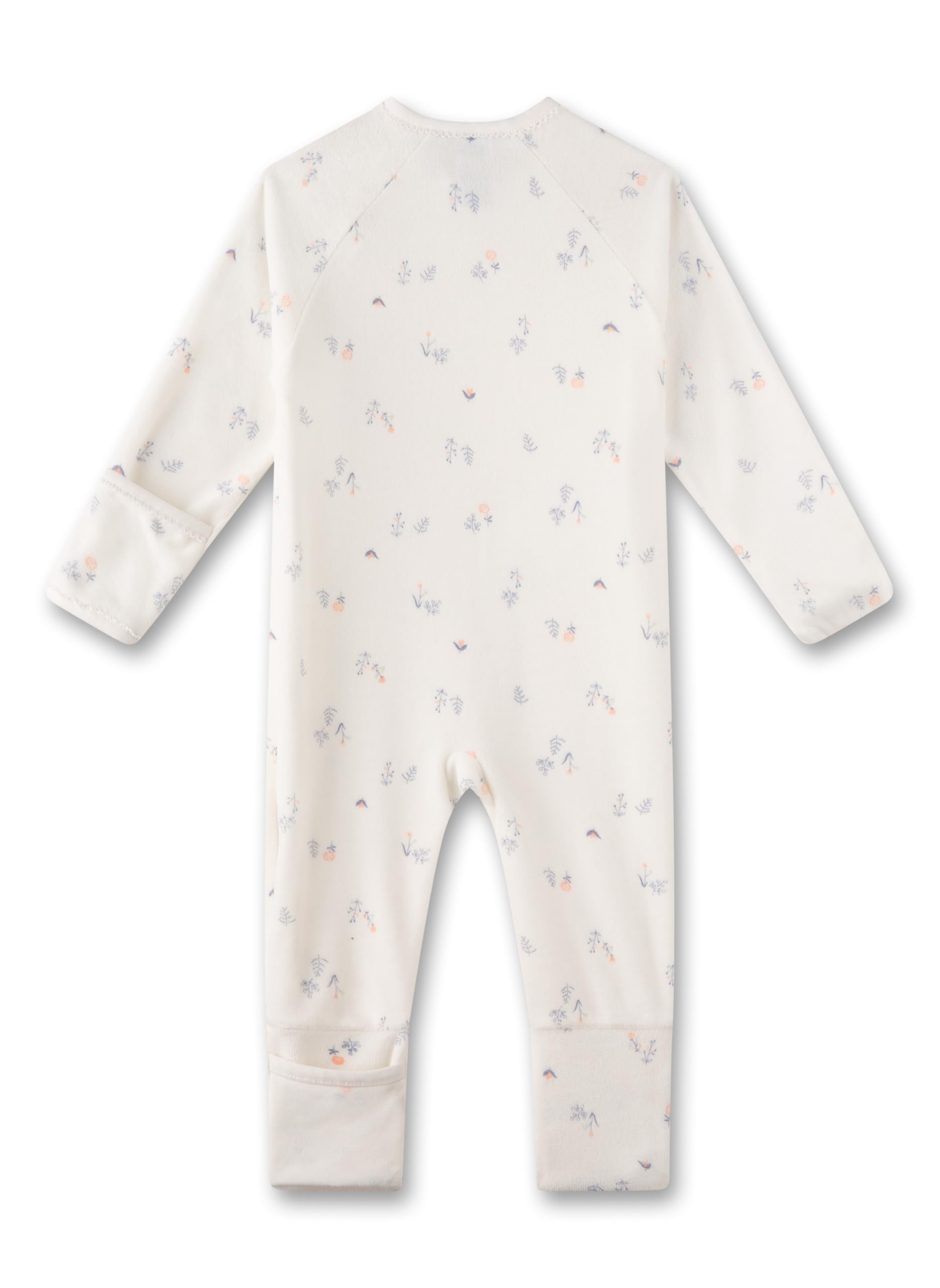 Sanetta Baby-Strampler beige Blumen aus Nicki | Praktischer und bequemer Strampler aus Baumwoll-Nicki für Mädchen. Baby Overall