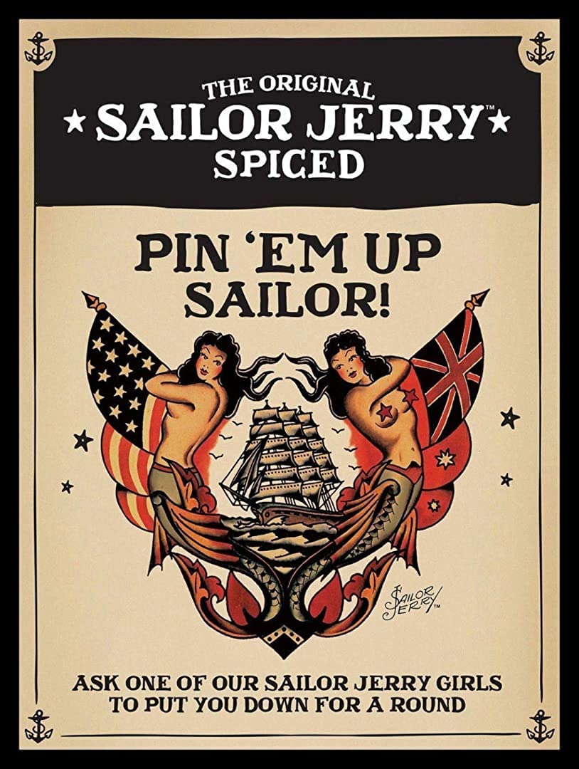Krouterebs New Tin Sign Sailor Jerry Metal Tin Sign Rustic Wall Decor Suitable For Home And Kitchen Bar Man Cave Cafe Garage Wall Decor Retro Vintage 12X8 Inch