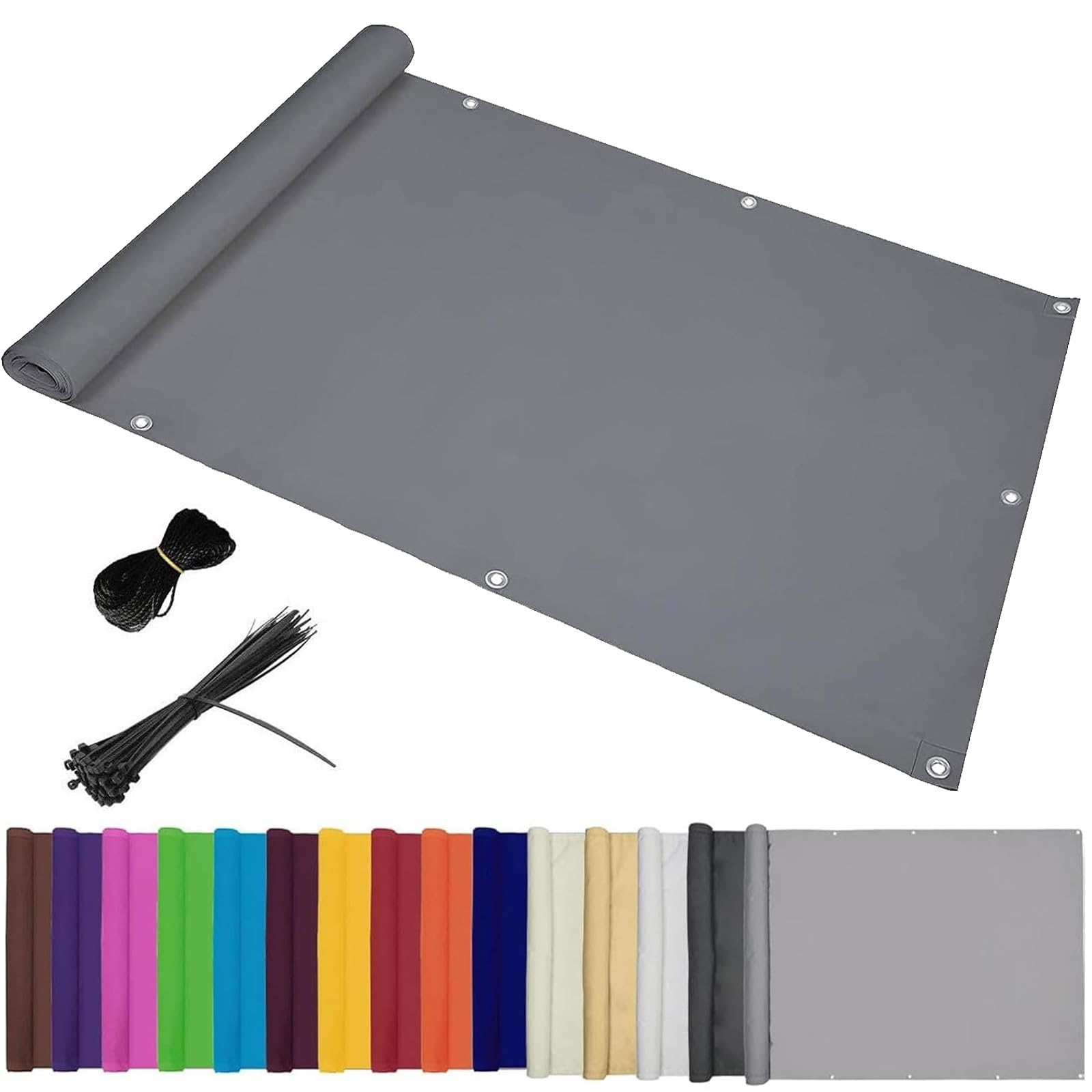 Osłona Balkonowa HDPE 105 x 600 cm 90% Zacienienia Odporny Na Promieniowanie UV Osłona Prywatności Na Ogrodzenie Na Zewnątrz Ogród Patio Na Imprezę, Szary