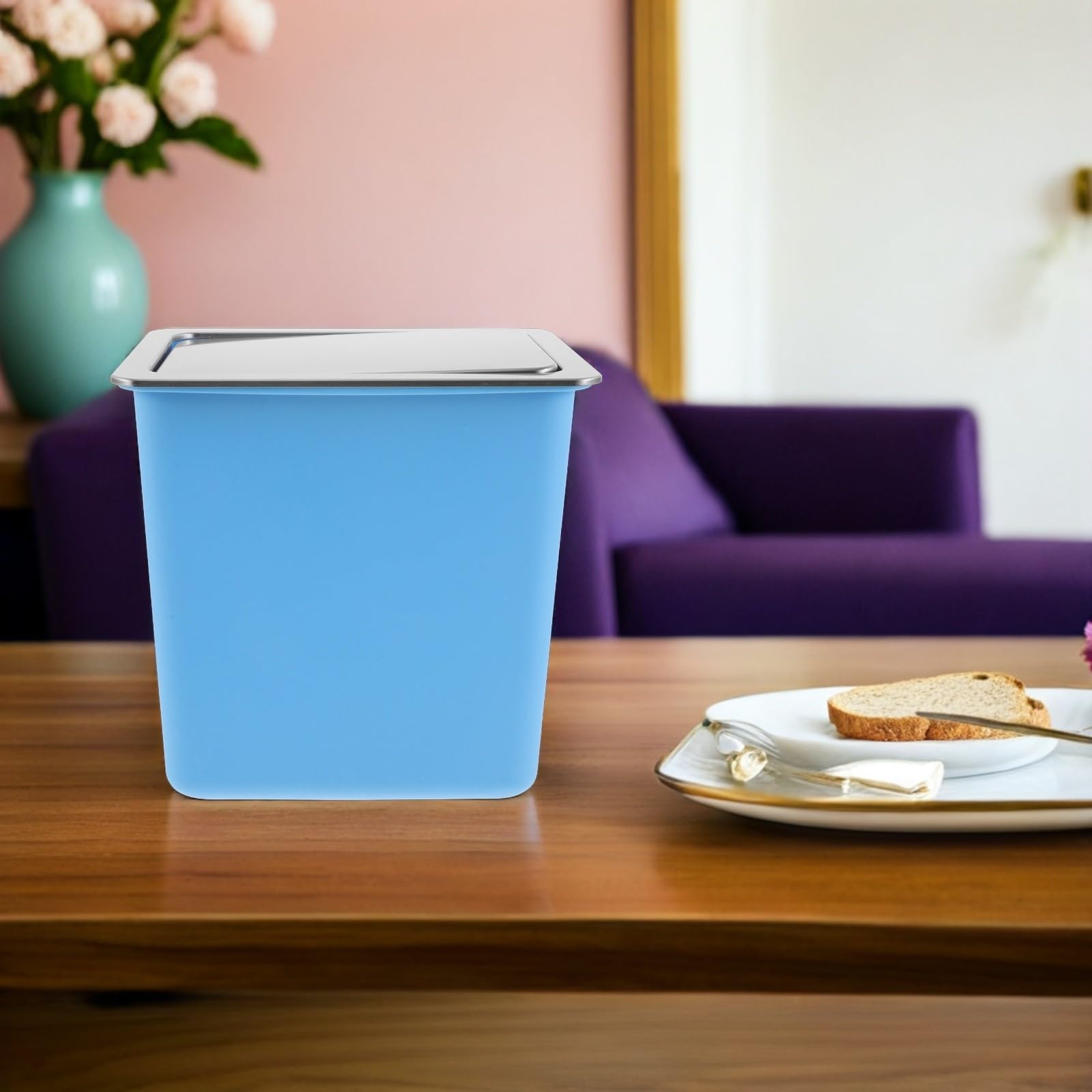 Toddmomy Cubo de Basura para Cocina con Tapa Oscilante de Acero Inoxidable y Diseño Compacto, Adecuado para Restaurantes y Hoteles, con Sistema Fácil de Eliminación de Residuos