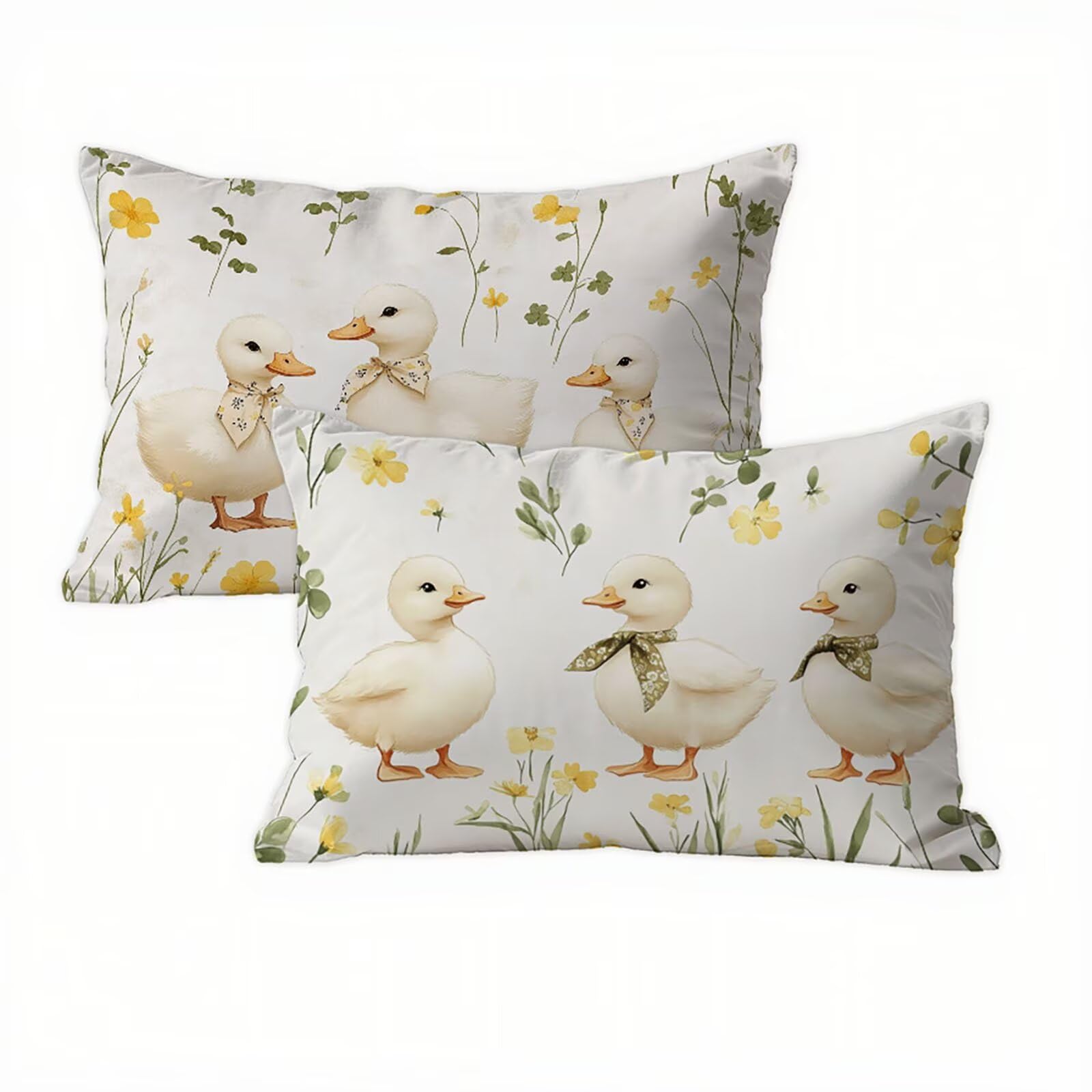 Ente Kissenbezug 70 x 90 Leinen 2er Set, Wasserdichter Kissenbezug Creme Kissenbezüge 70x90 Outdoor Wasserdichter, Mode Flauschig Weich und Bügelfrei Pillow Cover, Deko für Wohnzimmer Sofa Bett K2-186
