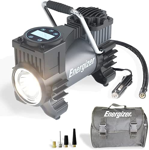 Energizer Air Compressor Portable Tire Inflator, 12V DC Air Pump