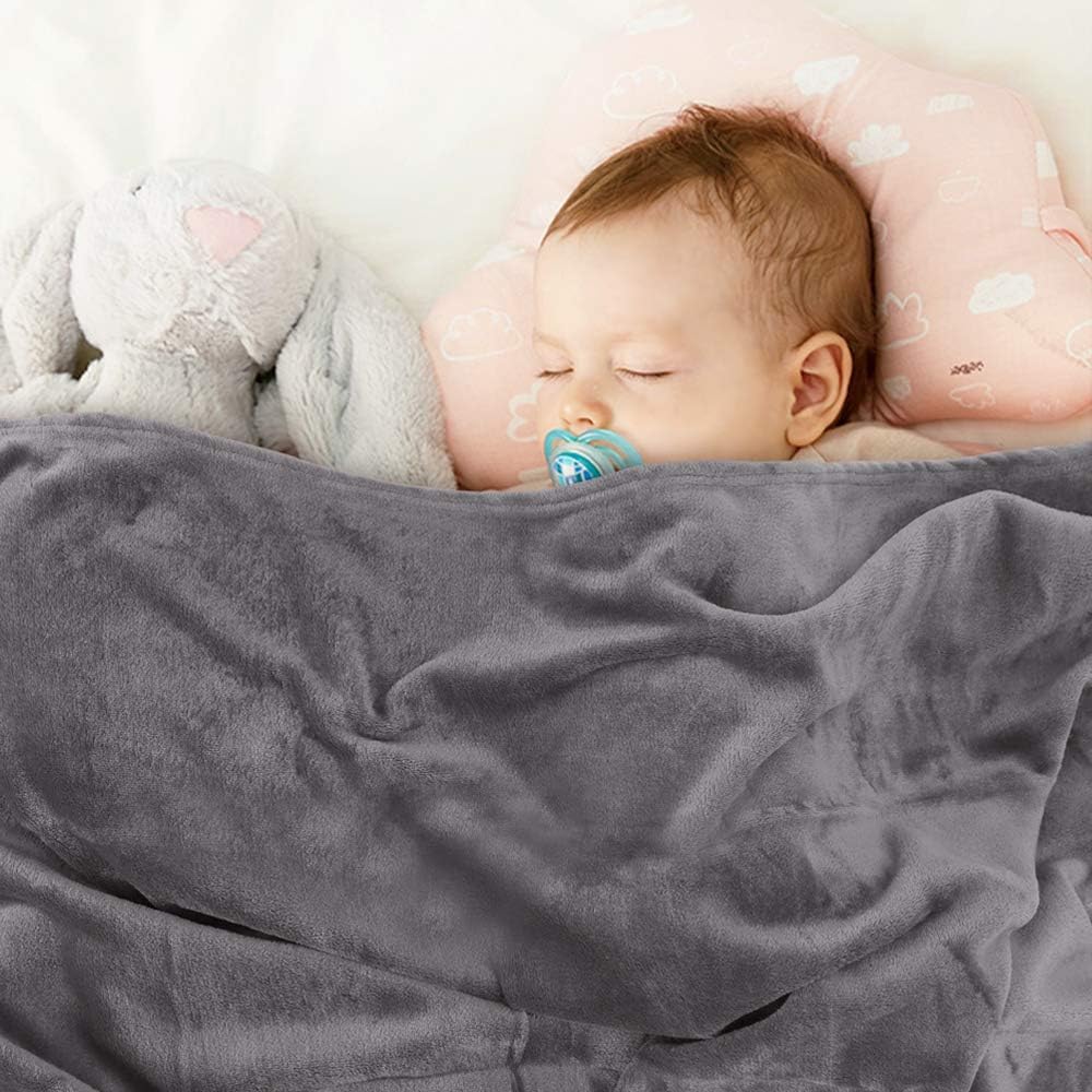 EMMEBaby Blanket Fleece Plush Fuzzy Receiving Blankets for Toddler, Infant, Newborn, Boys and Girls Gift Warm Cozy Daycare Nursery Blanket for Crib, Stroller, Nap, Outdoor, Decor (Grey, 30"x40")
