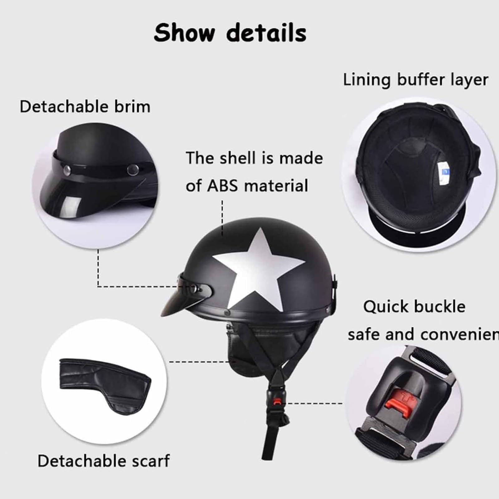 Halbschalenhelm ECE Zertifizierung Retro Brain-Cap Halbschale