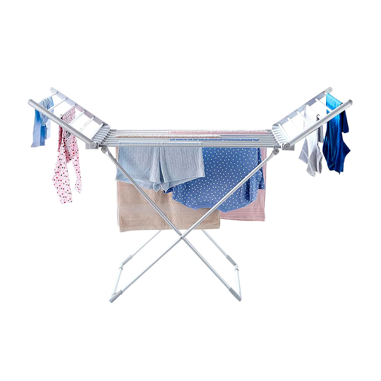 Neo Electric Heated Winged Airer Clothes Dryer Rack - White Aluminium 20 Bars - Folds Flat for Storage