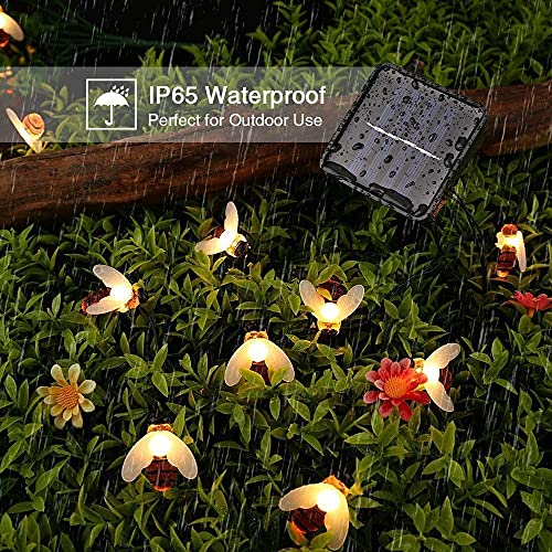 Solar Garden Lights Outdoor Waterproof, 50LED Bumble Bee Solar Fairy Lights, 24Ft 8 Modes Waterproof Outdoor Solar String Lights,Decorative Lights for Garden,Lawn,Patio,Party,Christmas,Holiday - Image 4