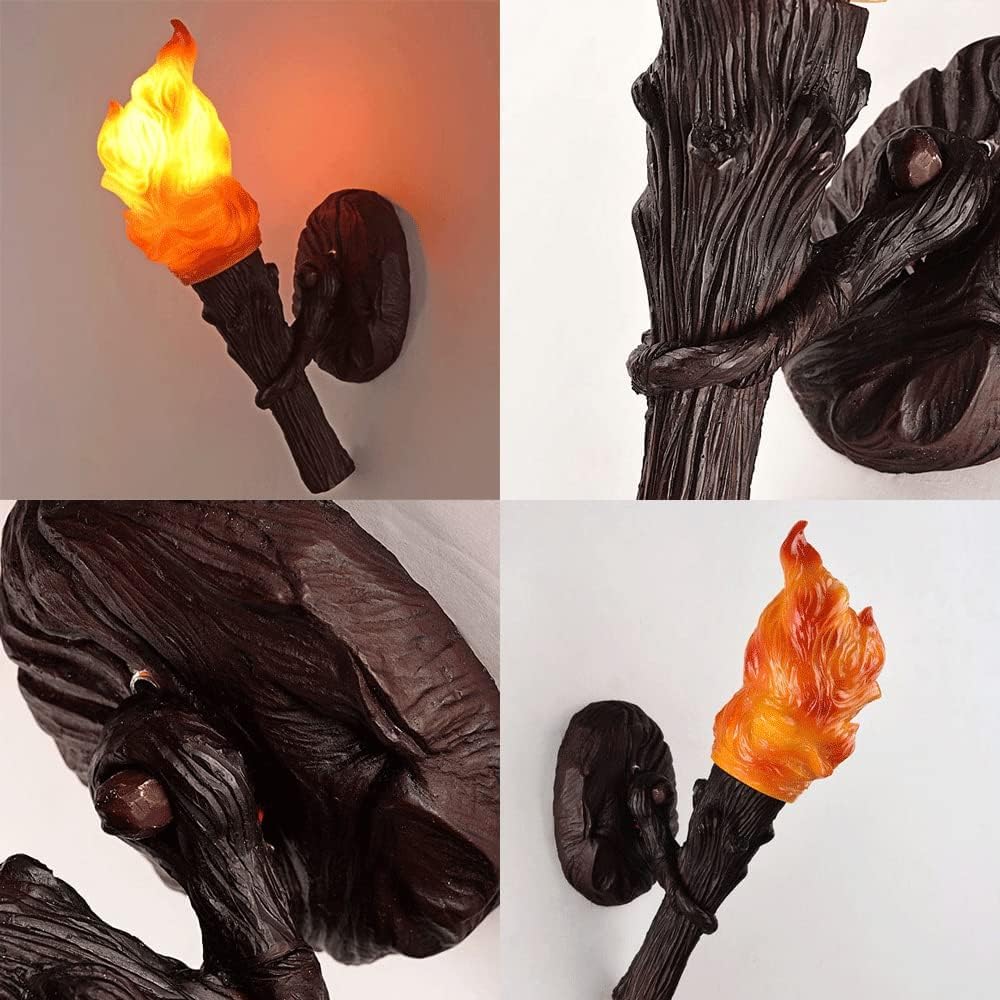 Lampa ścienna LED w kształcie płomienia z żywicy w stylu rustykalnym industrialnym w stylu vintage do korytarza, salonu, łazienki, klatki schodowej lub drzwi.