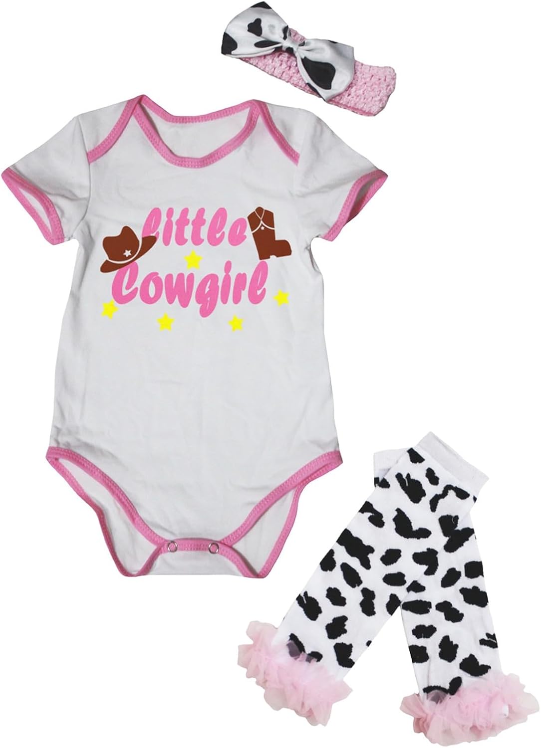Petitebella Little Cowgirl Boot and Hat Star Baby Bodysuit Leg Warmer Nb-18m