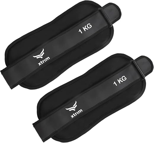 Xtrim Canvas Ankle Weights 2 KG Total (1 KG x 2) for Men & Women, Iron Pellet Filled with Balanced Weight Distribution, No...