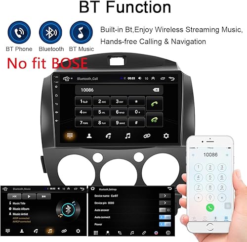 Miniatura 8 de Hac Sa Beach Para Android 13 Mazda 2 Radio 2007-2014 Navegación GPS con Carplay inalámbrico Android Auto Receptor 9 "IPS HD Pantalla táctil Cámara