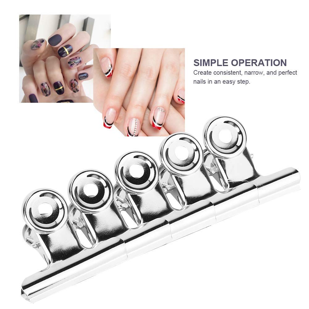 5 Pcs Pinces à Ongles, Nail Art Clips en Acier Inoxydable Argent C Courbe Clous D'extension D'ongle Accessoires Multifonctionnels D'art D'ongle pour L'extension D'ongle de Doigt de Polygone