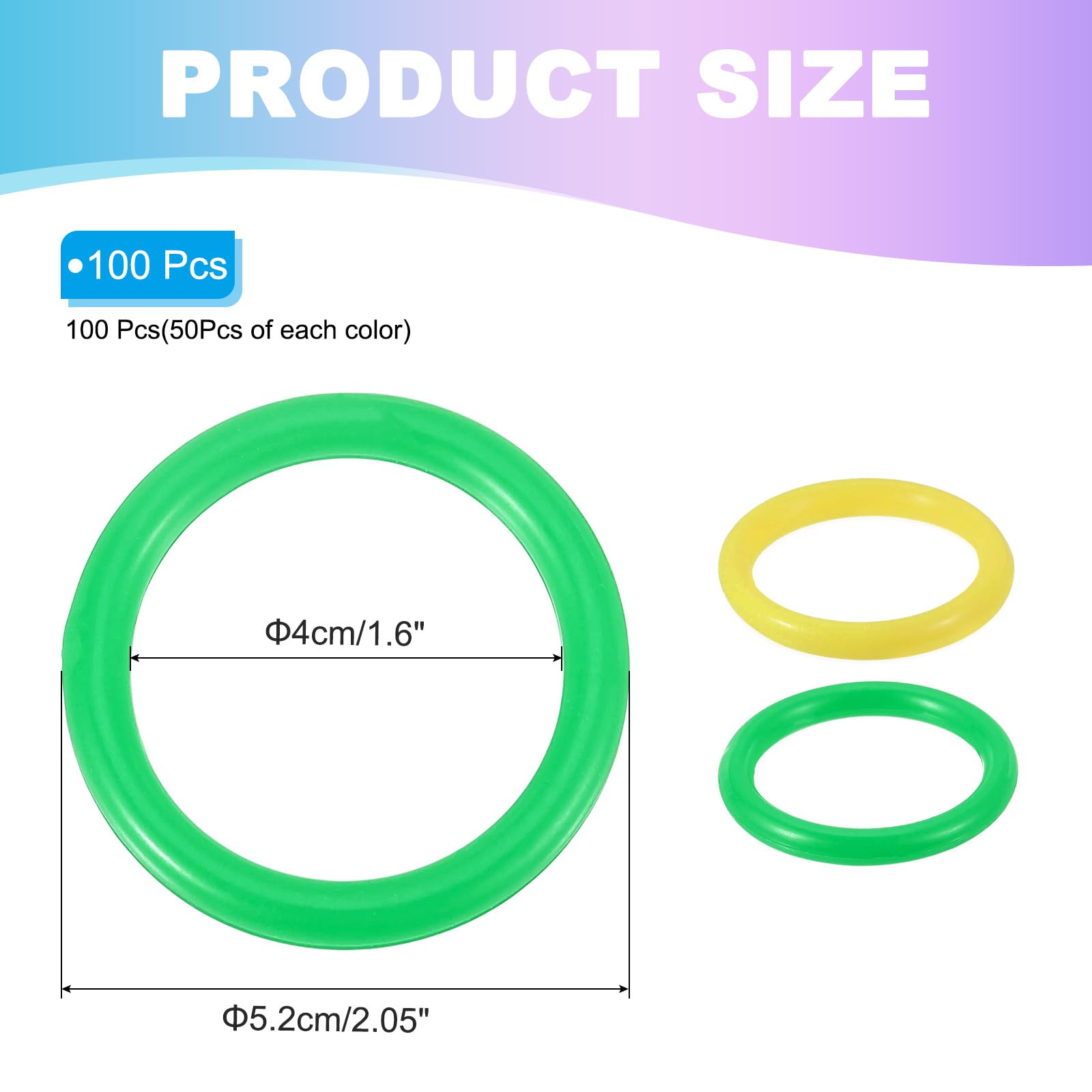 PATIKIL 2" Plastic Ring-Toss Rings for Bottles 100 Pack Carnival Rings Plastic Hoops for Speed and Agility Practice Outdoor Party Favor - Image 2