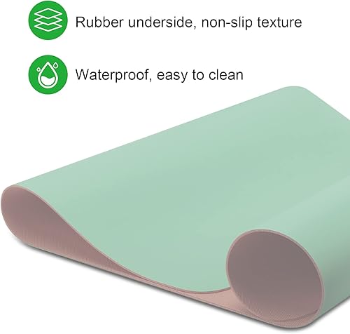 Miniatura 8 de Beatcreat Almohadillas de escritorio, alfombrillas para mouse, impermeables, antideslizantes, de cuero, para laptop, protectores de escritorio de