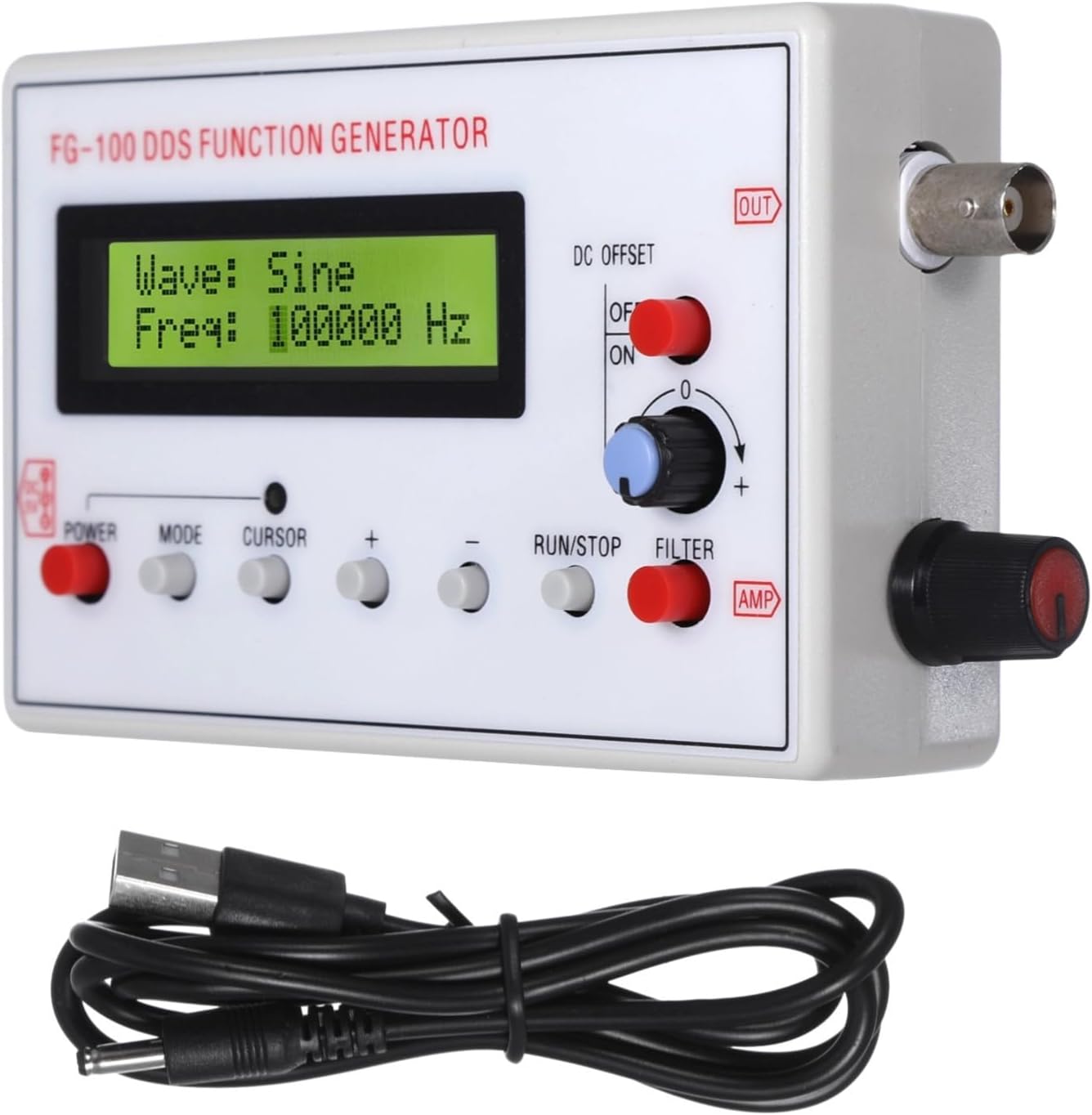 1Hz-500Khz DDS Functional Signal Generator, Sine Square Triangle Sawtooth Waveform DDS Function Low Frequency Signal Generator