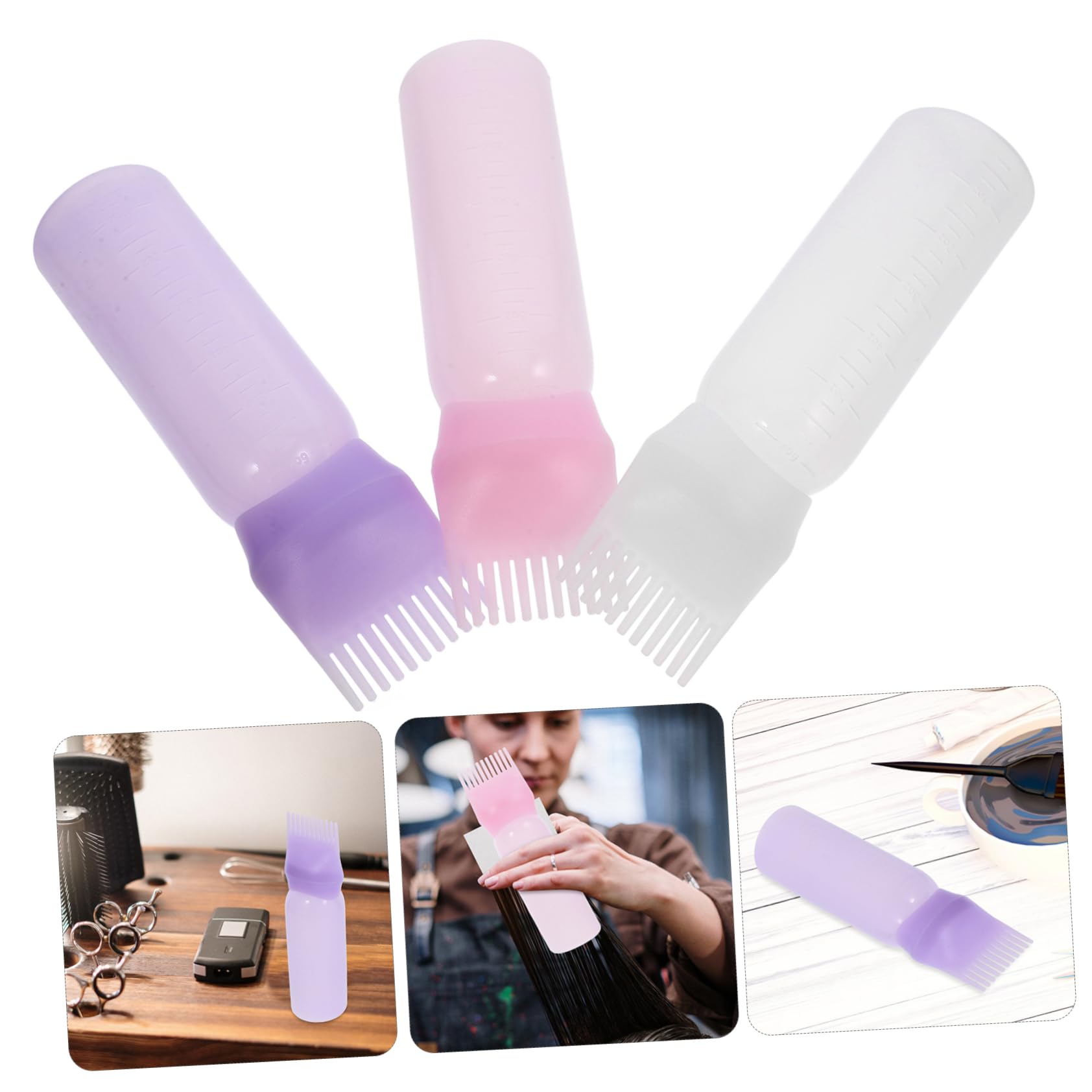 3 Stück Haarfärbeflasche Mit Kamm Applikator Kunststoff Abgestufte Skala Für Präzises Auftragen Bei Haarfärbung Und Haartönung