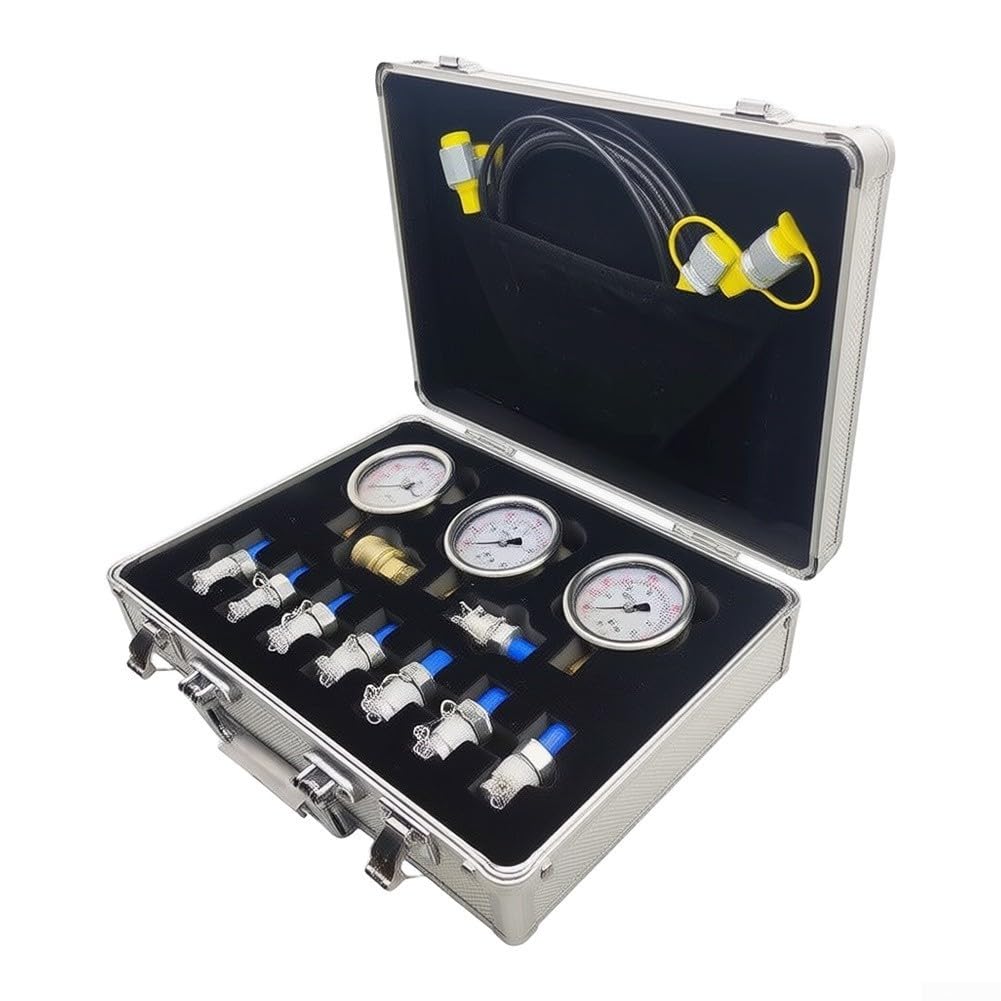 Kit de prueba de presión hidráulica carcasa metálica para maquinaria de