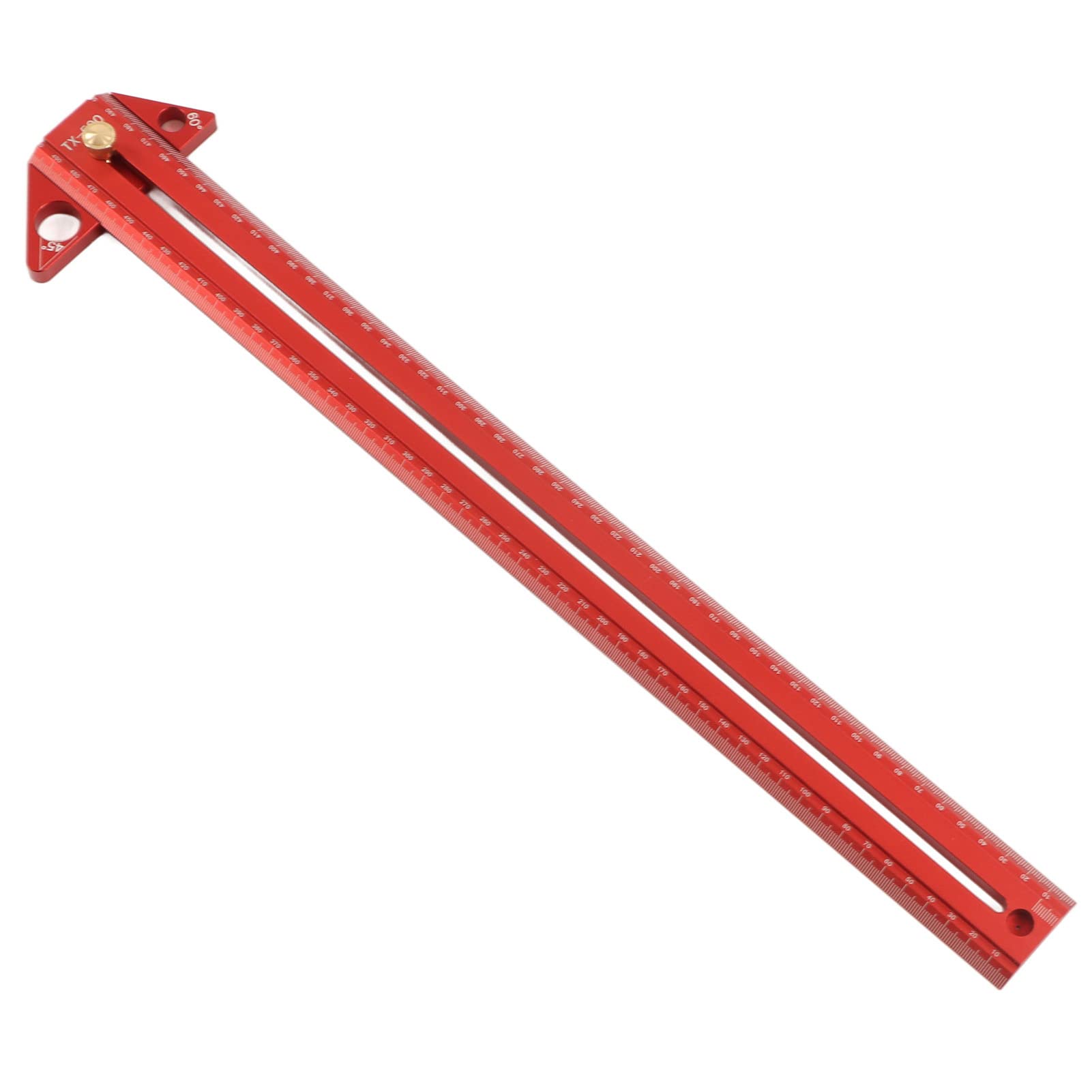 Omabeta Linijka T do Obróbki Drewna Wielofunkcyjne Przenośne Narzędzie Pomiarowe ze Stopu Aluminium dla Stolarzy Czerwony 1 Szt (50cm)