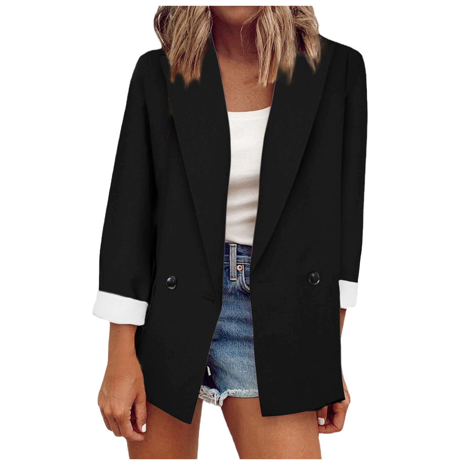 Blazer Damen Elegant Jacke Business Anzug Arbeit Mantel Mit Knöpfen