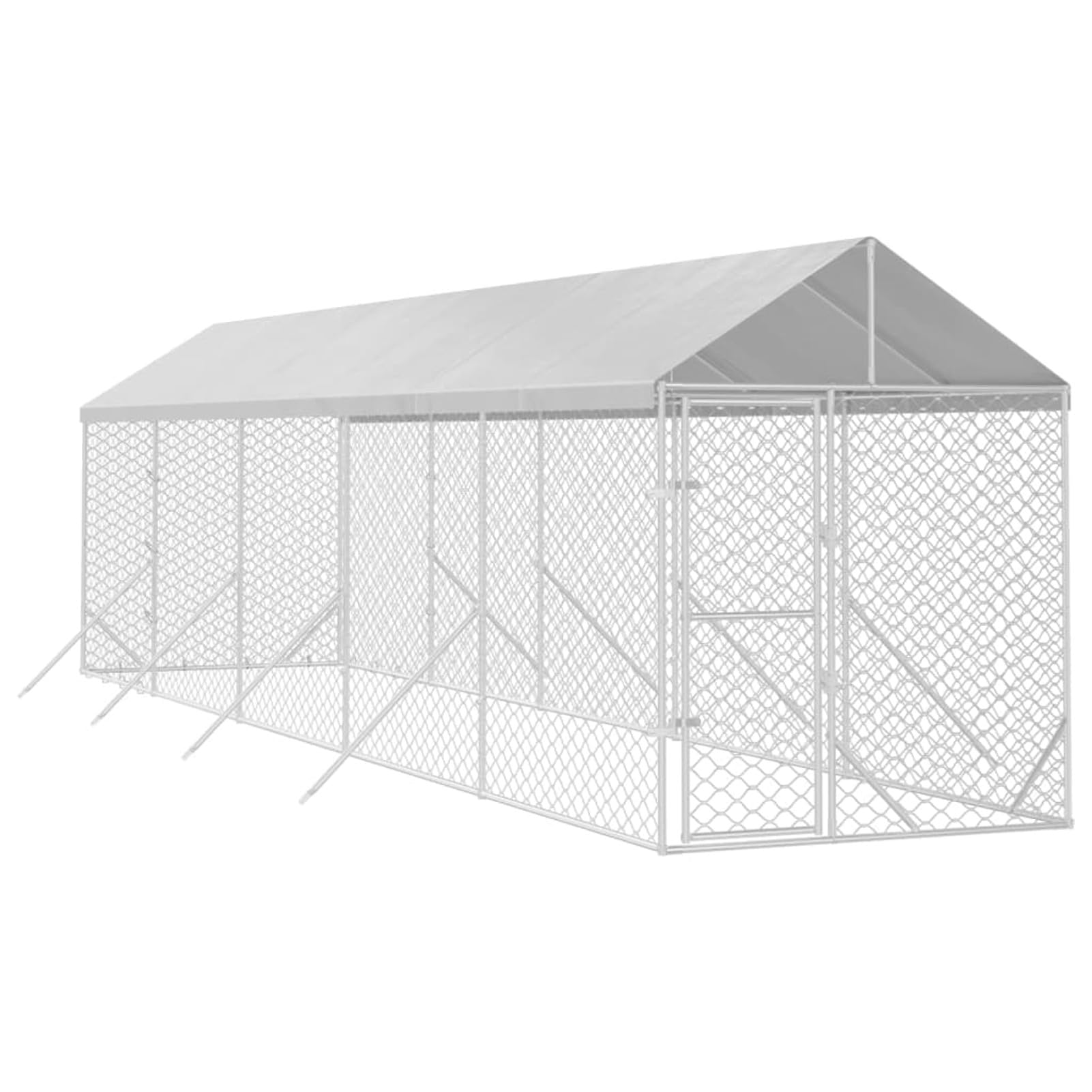 Klatka dla psa z dachem Kennel dla psa na zewnątrz ogrodzenie dla psa ocynkowana stalowa siatka kojec dla zwierząt z zamkiem drzwiowym-2 x 10 x 2,5 m