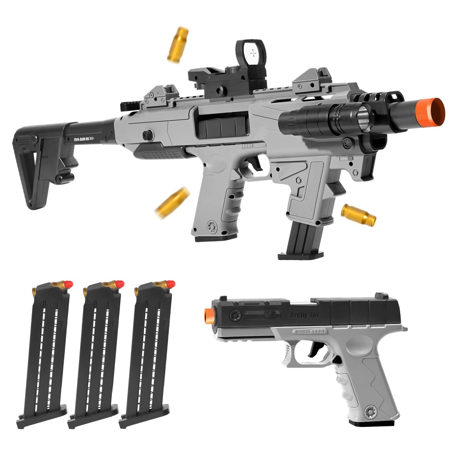 Soft Bullet Toy Gun Blaster, Realistic Toy Dart Hand Gun Soft Bullet Pistol Foam Shell ejecting Blasters with 3Clips, Gifts for Boys Girls Adults Age 8+