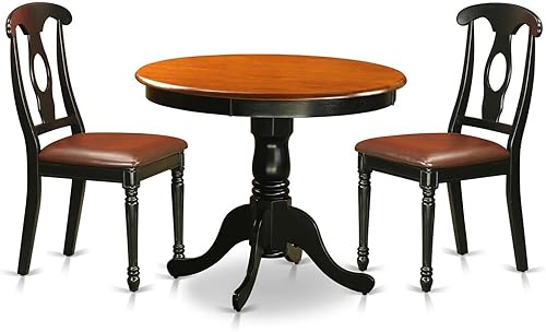 Miniatura 7 de East West Furniture Juego de mesa de cocina, 2 grandes sillas de comedor de madera, una hermosa mesa de comedor moderna, asiento de madera, mesa de