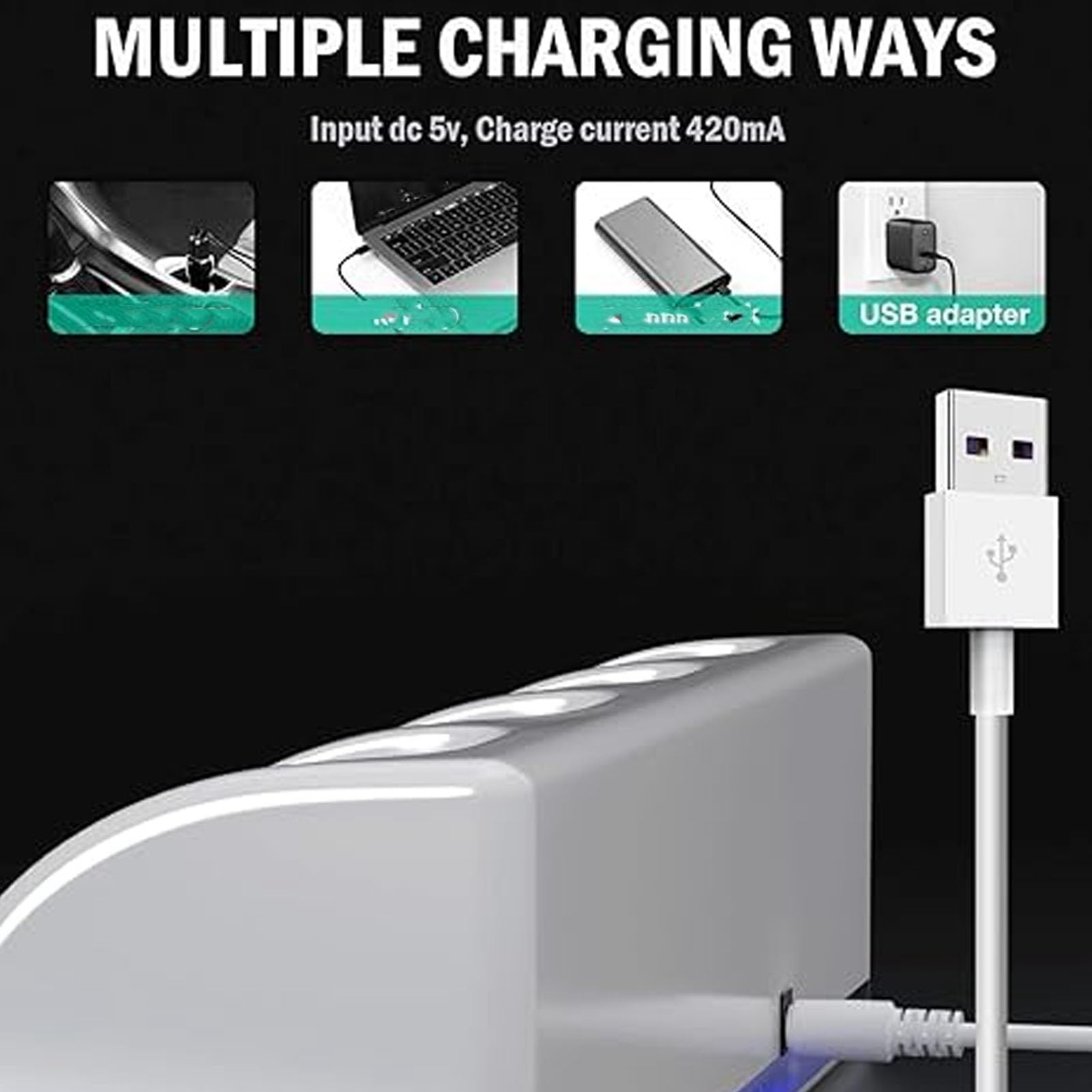 Wakects Zdalna Stacja ładująca, Stacja ładująca Kontroler ABS z 4 Akumulatorami 2800 MAh, ładowanie 5 V, Konfiguracja 4 Kontrolerów dla Rodzinnych Pokoi Gier i Graczy (WHITE)